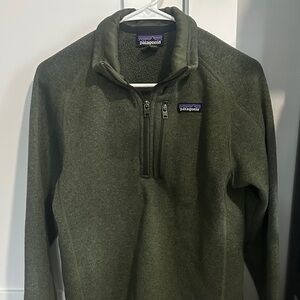 Patagonia Men's Olive Green Quarter Zip-Up Sweater - X SMALL